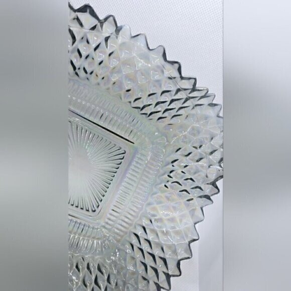 Vintage Indiana Carnival Glass Diamond Point Ruffled Candy Dish - Picture 5 of 9